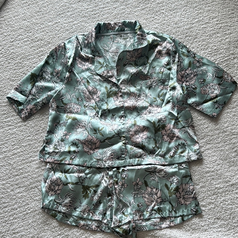 Floral Satin Pajama Set